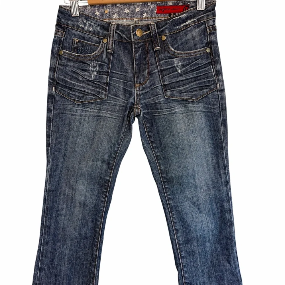 Vigoss Bermuda Denim Shorts Low Rise Stretch Embroidered Pockets Size 0